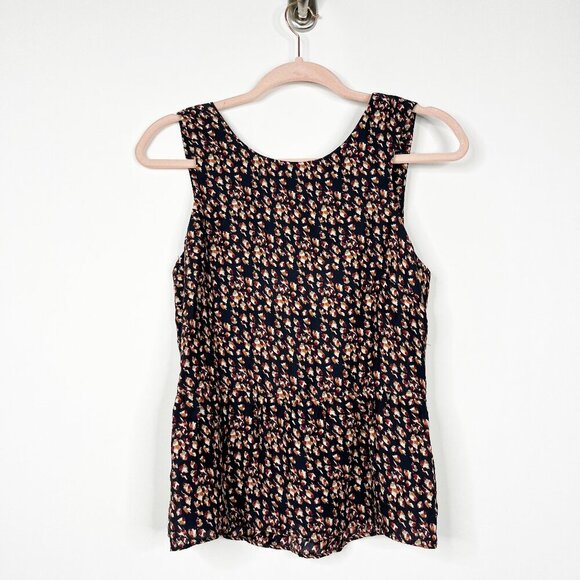 2/$30 ZARA Silk Abstract Printed Sleeveless Peplum Blouse Small #8725 - Picture 3 of 9